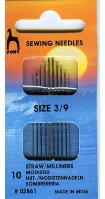 Pony Gold Eye Sewing Needles: Milliners Size 3-9, Multi-Colour