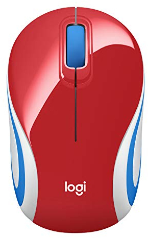 Logitech M187 Ratón Inalámbrico Portátil, 2,4 GHz con Receptor USB, Seguimiento Óptico 1000 DPI, PC/Mac/Portátil, Rojo