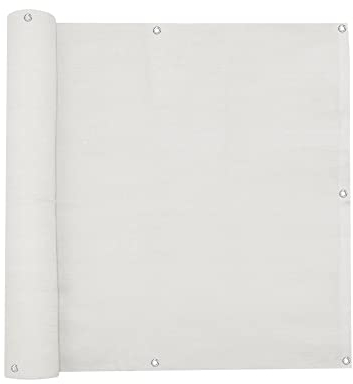 jarolift Brise Vue, Toile De Balcon Basic, Pare-Vue Protection Contre Le Vent Protection Solaire Revêtement De Balcon, Respirant, 300 x 90cm, (16 Oeillets) Blanc Crème