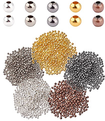 PandaHall 5 Kasten Eisen Runde Zwischenperlen Gemischte Farbe