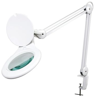 Velleman Lupenleuchte mit Klemme, 22 W Lupenlampe mit Schwenkarm, 2,25x Vergrößerung, 5 Dioptrien Linse 120 mm, für Hobby, Lesen und Präzisionsarbeit