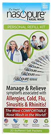 DR HANA'S NASOPURE The Nicer Neti Potâ€ | Personal Refill Kit | 20 Buffered Salt Packets | Allergy and Congestion Relief Nasal Wash