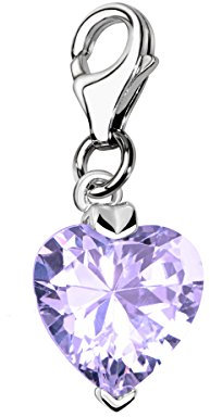 Quiges Donna Charm Ciondolo Argento Cuore Viola per Bracciali e Accessori