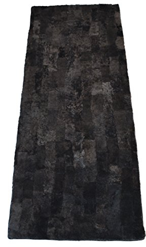Leibersperger Sesselauflage Fellplatte aus echtem Lammfell/Schaffell Patchwork 150x60cm (Schiefer)