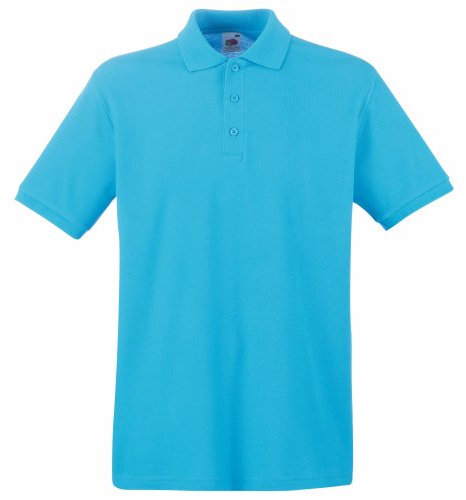 Fruit of the Loom Mens Premium 100% Cotton Pique Short Sleeve Polo Shirt (S) (Azure Blue)