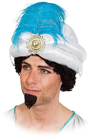 Mütze Sultan, weiß mit türkiser Feder