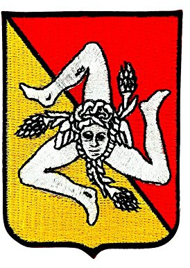 Akachafactory Gesticktes-Aufnäher Patch Backpack Wappen Flagge Sizilien Sicilia Siziliens thermocolla