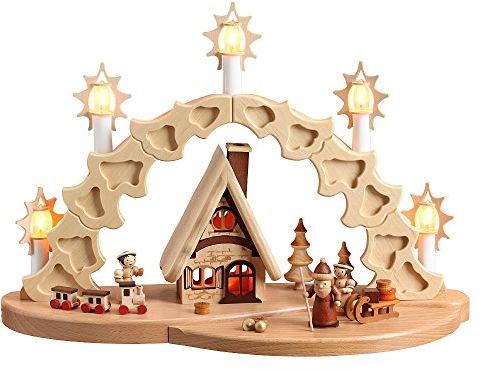 Rudolphs Schatzkiste Schwibbogen unbestückt elektrisch HxLxB 29x40x6cm NEU Lichterbogen Fensterbogen Spitzbogen Erzgebirge Seiffen Weihnachten Beleuchtung Fensterschmuck Bogen Fenste