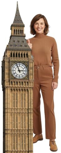 Star Cutouts SC146 Big Ben London Star Cardboard Cutout – Iconic UK Landmark Display for Parties, Events & British-Themed Decorations
