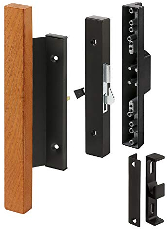 prime-line Produkte C 1105 Glas-Schiebetür Tür Griff Set mit Holz Griff, schwarz Aluminium