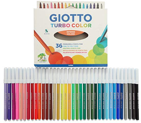 36 Pack - Giotto Turbo Colour Felt Tip Fibre Pens - Fine - School Kids Art