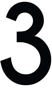 1peak Zahl 3 in schwarz, 30 cm großer Sticker aus Selbstklebender Klebefolie zum aufkleben, wetterfeste Klebezahl