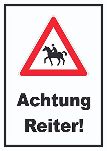 HB-Druck Achtung Reiter Schild A4 Rückseite selbstklebend