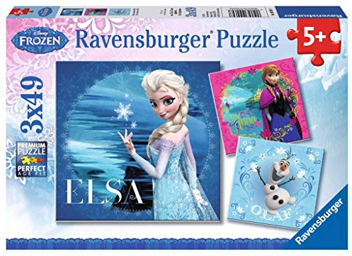 Ravensburger Kinderpuzzle - 09269 ELSA, Anna & Olaf - Puzzle für Kinder ab 5 Jahren, Disney Frozen Puzzle mit 3x49 Teilen