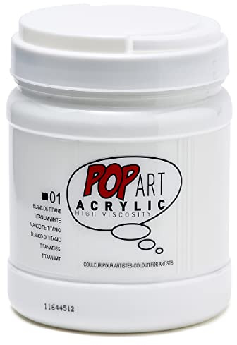 Pébéo - Pop Art Peinture Acrylique – Idéal Pour Applications Généreuses et Grandes Surfaces – Haute Viscosité – 1 Pot de 700 ml – Blanc Titane
