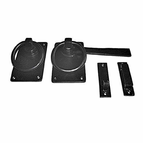 Renovators Supply Manufacturing Door Lock Latch 16.51 cm Black Wrought Iron Gate Latch Garage Barn Door Lock with Mounting Hardware