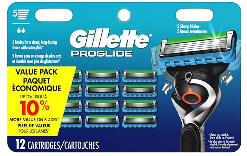 Gillette Fusion5 ProGlide Razor for Men, 12 Blade Refills with Precision Trimmer