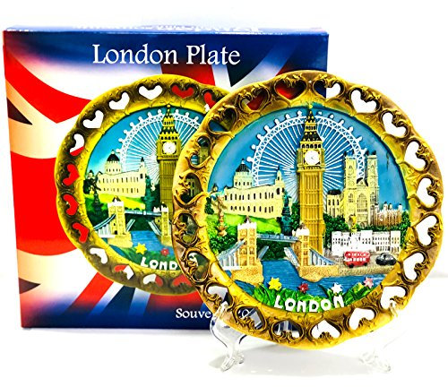 London Souvenir Teller 19 cm,Big Ben,Tower Bridge,Bus,Taxi ...