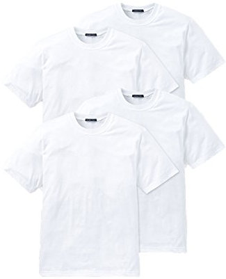 Schiesser 4er Pack American T-Shirt Rundhals oder V-Neck M-XXXL, Schwarz o. Weiß (5 (Gr. Medium), Weiß (Rundhals)) [Textilien]