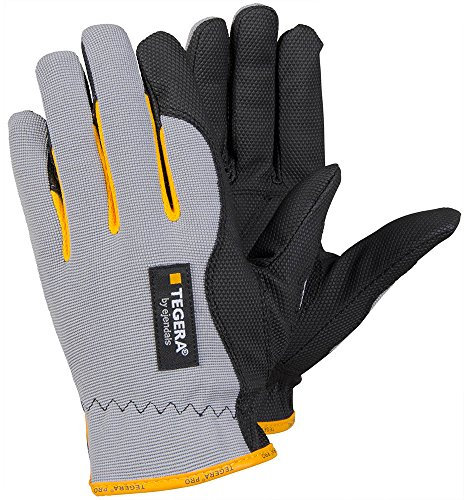 Ejendals Handschuh Tegera 9124 aus Synthetikleder, Größe 10, 1 Stück, grau/schwarz/gelb, 9124-10