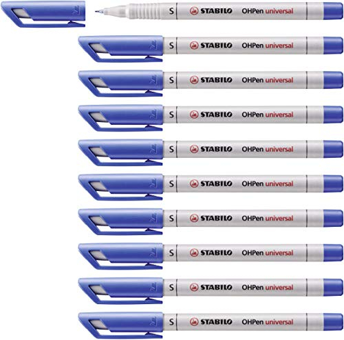 STABILO - Folienstift - OHPen universal - wasserlöslich superfein - 10er Pack - blau
