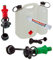 BAUPROFI Doppelkanister 5,5+3 Liter Natur (klar) inkl. Ausgiesser und 2X Sicherheitseinfüllsysteme (grün + rot) mit originalem Maßstab