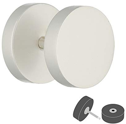 1 x Pearl Weiß Fake Plug - 2 Größen: 8mm, 10mm - Vintage Edelstahl (Nickelfrei) Ohrstecker zum Schrauben - Retro Fake Ohr Tunnel Piercing, Ohrtunnel - Chirurgenstahl Stahl Perle