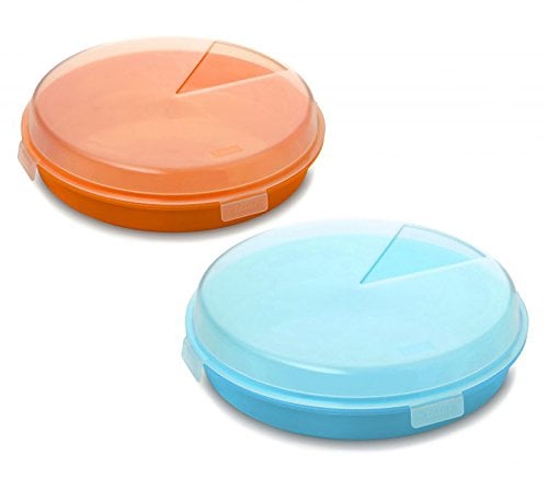 TATAY - Set von 2 Kuchen / Omelette Träger / Kuppel von 26 cm Durchmesser, Blaue Türkis und Orangenfarben