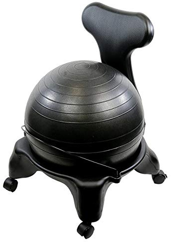 CANDO Ball Chair Inflatable Ergonomic Active Seating Exercise Ball Chair with Air Pump for Home, Office, and Classroom,Black, 22