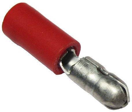 100 x Spina Rotonda Rossa per Cavo 0,5-1,5mm²