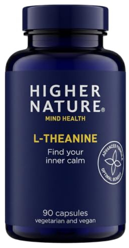 Higher Nature L Theanine - Find Your Inner Calm - 90 Capsules | Supports Anxiety & Tension, Green Tea Extract, Anxiety Relief, Gluten Free, Vegan & Vegetarian
