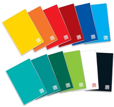 Blasetti One Color - A5-Heft, Packung mit 10 Stück, Papier 80g, einfarbiger Kartoneinband, gemischte Farben - Lineatur 0C, Linien mit Rand für 2. oder 3. Klasse