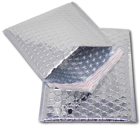 EPOSGEAR 100 Silver Shiny Metallic Foil Bubble Padded Bag Mailing Envelopes - Perfect for Marketing, Promotions or and Alternative to Gift wrap (A6 / C6-165mm x 140mm)