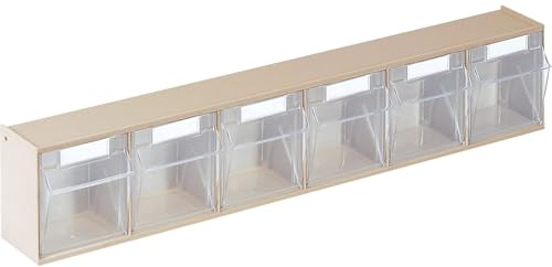 kaiserkraft | Klappkasten-System | Gehäuse-HxBxT 113 x 600 x 91 mm, 6 Kästen, sandbeige