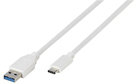 Vivanco Adapter-Kabel (1m, hohe Übertragungsrate/Ladestrom, USB Typ C Stecker auf USB 3.0 Typ A Stecker) weiß