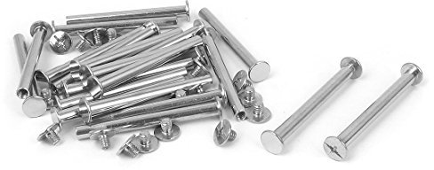 sourcing map Recortes Álbum Álbum Níquel Chapado Fijación Tornillo Encuadernador Poste 5x50mm 20 Piezas