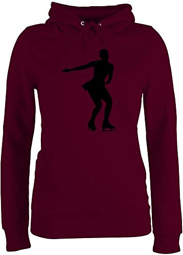 Pullover Damen Hoodie Frauen - Snowboard, Ski und mehr - Eiskunstläuferin - XL - Burgundrot - Wintersport Eiskunstlauf Pulli Skifahren eislaufen für eislauf