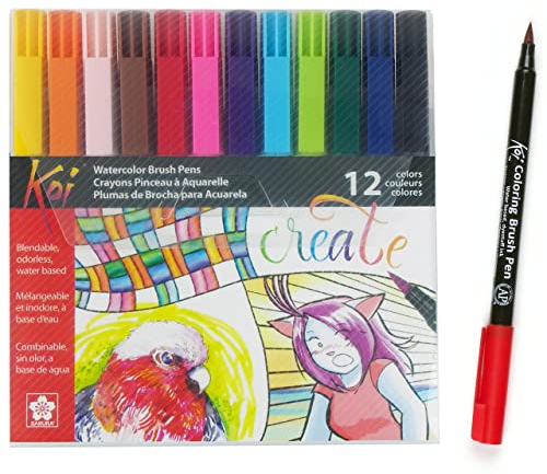 SAKURA XBR-12SA Koi Lot de 12 pinceaux de coloriage assortis