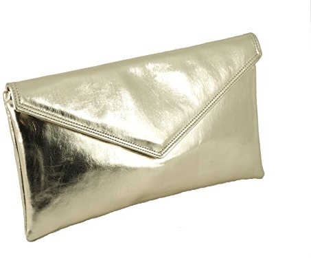 LONI Neat Umschlag metallic faux-Leder Kupplung/Schulter/Abendtasche in Gold
