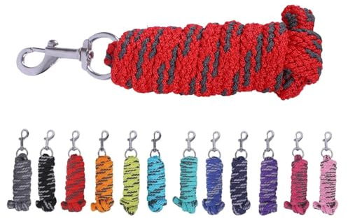 NETPROSHOP Anbindestrick Pferde Führstrick mit Karabinerhaken 2 Meter, Farbe:Rot