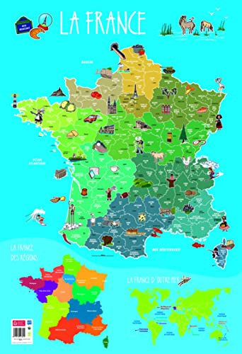 Bouchut Grandremy Salle de classe Poster pedagogique en PVC - 76x52 cm - La France
