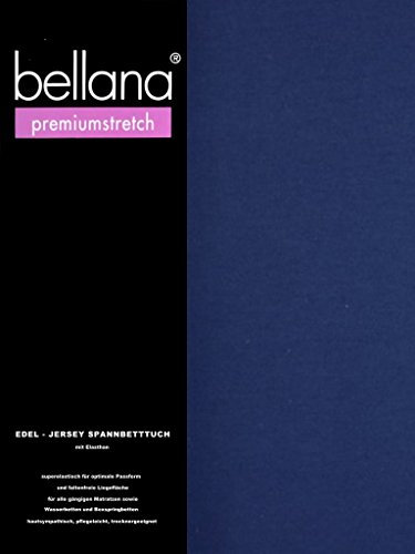 bellana® premiumstretch Edel-Elastic-Jersey Spannbetttuch für Wasserbetten und Boxspringbetten, 140-160 x 200-220 cm, Marine