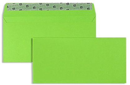 100 Stück, Farbige Briefumschläge, DIN C6/5, Haftklebung mit Abziehstreifen, Gerade Klappe, 130 g/qm Colorista, Ohne Fenster, Grün, Blanke Briefhüllen