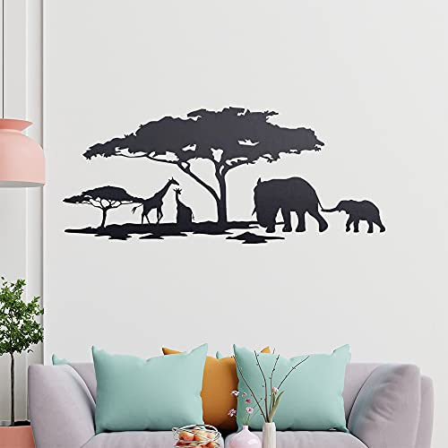 KIWISTAR Afrika Motiv Giraffen u. Elefanten Wandtattoo in 6 Größen - Wandaufkleber Wall Sticker - Dekoration, Küche, Wohnzimmer, Schlafzimmer, Badezimmer