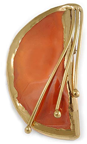 Orange croissant de lune ethnique Broche