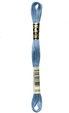 DMC 117-3755 Mouline Stranded Cotton Six Beach Embroidery Floss Thread, Baby Blue, 8.7 Yard
