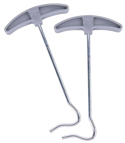 NEW - PACK OF 2 x TENT PEG PULLERS/REMOVERS/EXTRACTORS - QUICK/EASY/NO HASSLE/NO FUSS - STEEL HOOK WITH PLASTIC HANDLE