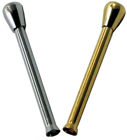 Black Leaf 2x Zugrohr mit Knopf aus Metall silber/gold 65mm Snuff Snort