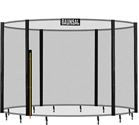 Baunsal® Trampolin Sicherheitsnetz Ø 366 cm (JS+EXD) für 6 Netzstangen mit Netzhöhe 180 cm Ersatzteile Netz Gartentrampolin Schutznetz Kinder Ersatznetz Indoor und Outdoor