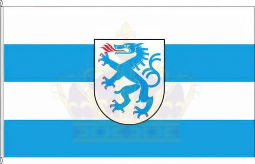 KÖNIGSBANNER Zertifizierte Flagge Fahne Ingolstadt - IN 120 x 200cm - Hissflagge doppelt gesäumt mit Karabinerhaken aus deutscher Flaggen-Manufaktur